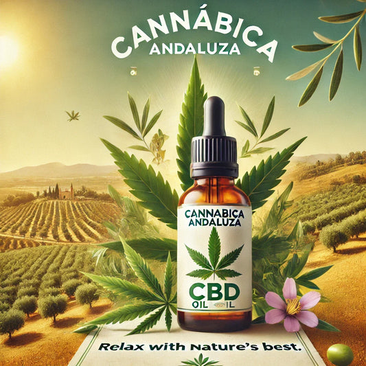 Bote de aceite de cbd en un entorno natural