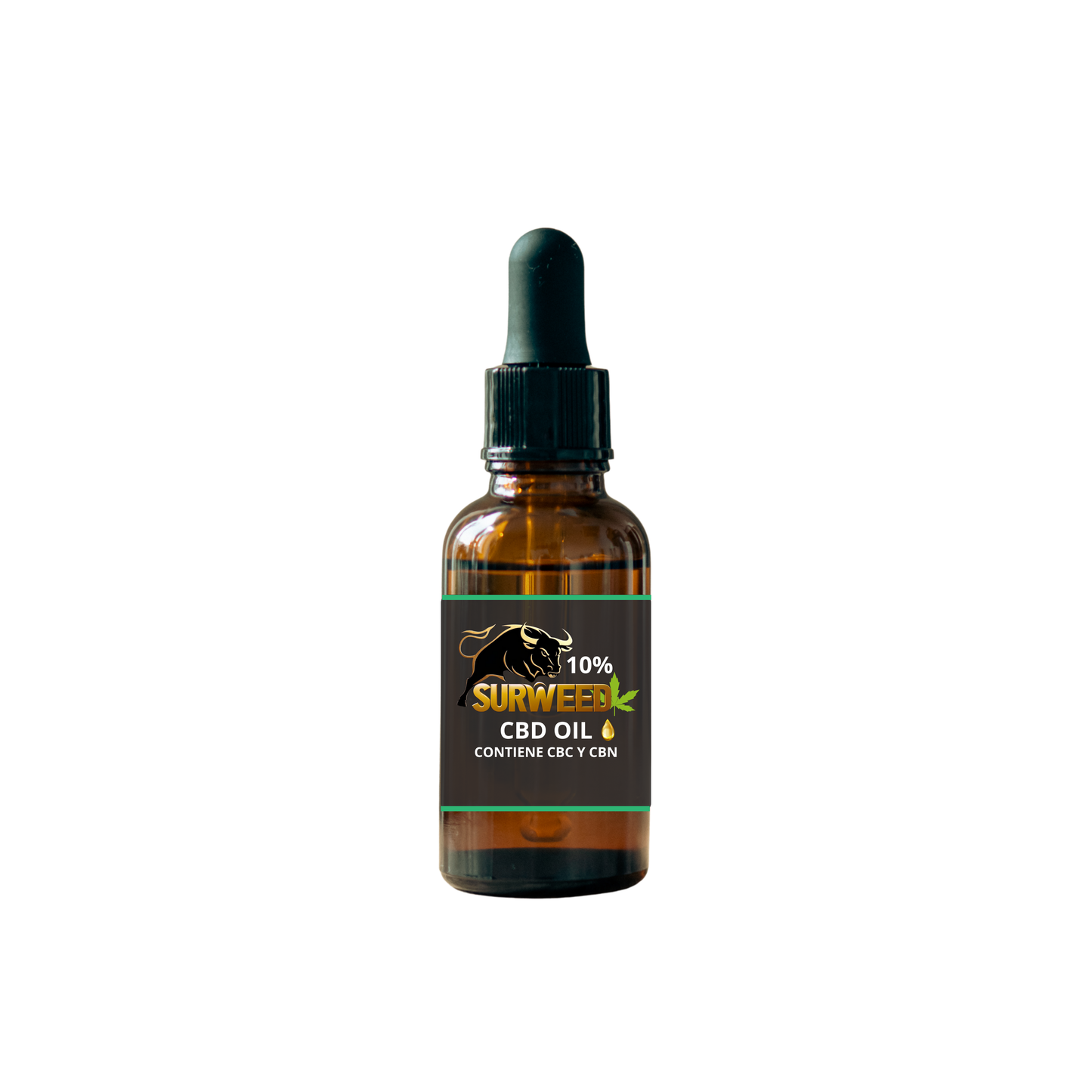 ACEITE CBD 10%  , SurWeed, botella de 10ml, natural, con CBN y CBC, ideal para estrés leve y relajación diaria.