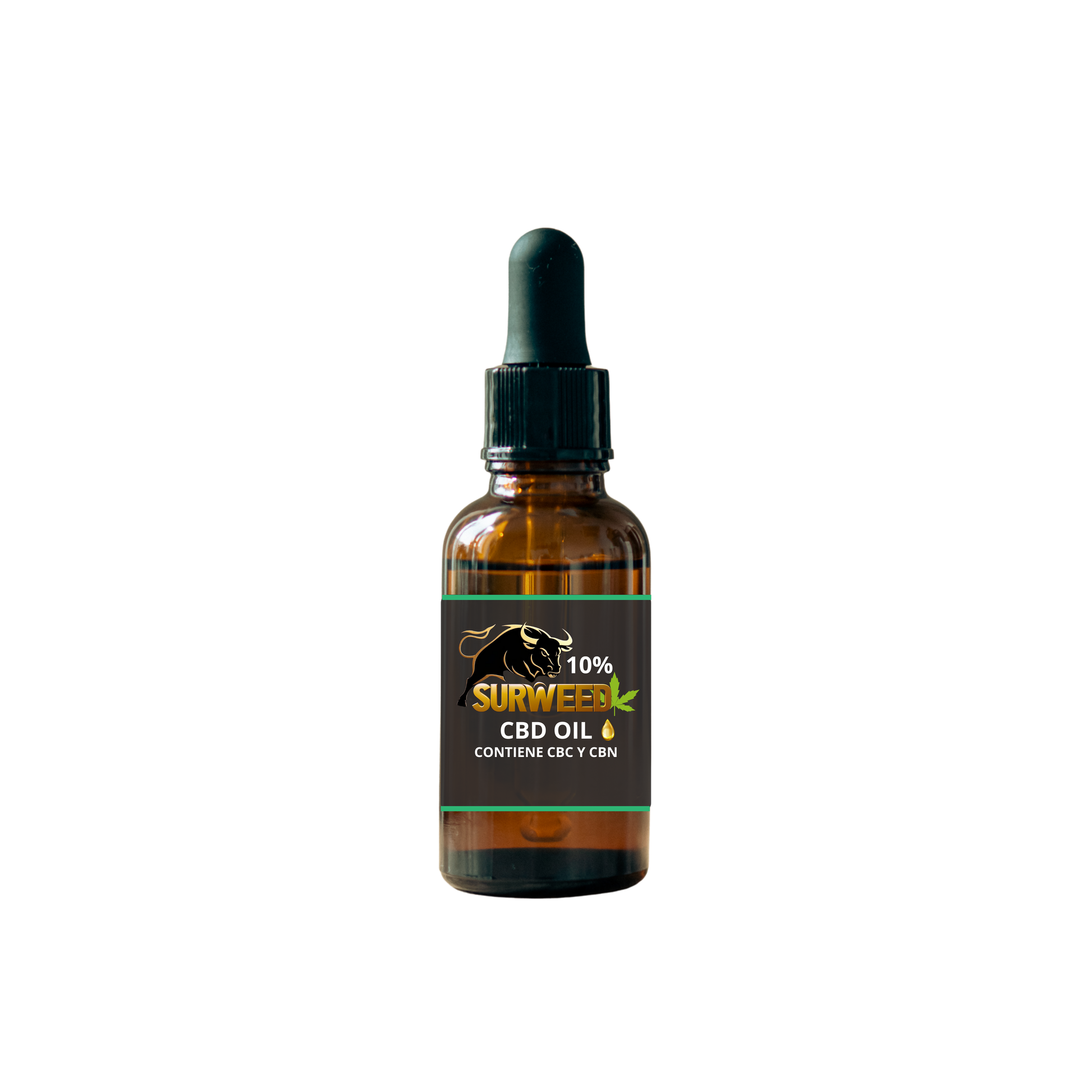 ACEITE CBD 10%  , SurWeed, botella de 10ml, natural, con CBN y CBC, ideal para estrés leve y relajación diaria.