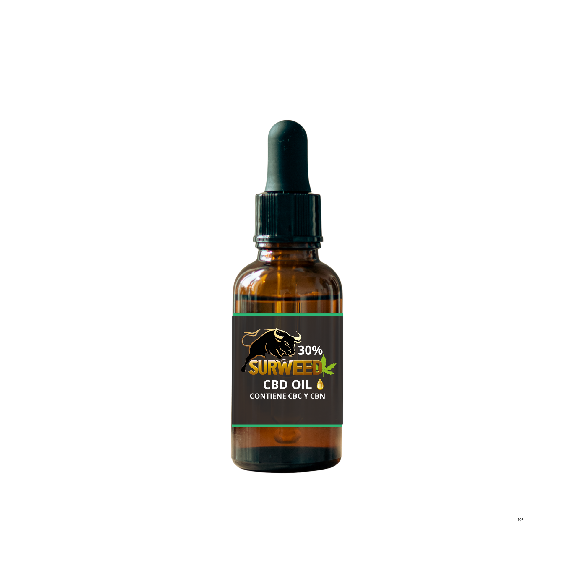 ACEITE NATURAL CBD 30% SurWeed, botella de 10ml, máxima potencia para alivio profundo de estrés crónico y ansiedad, con CBN y CBC.